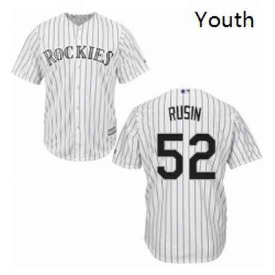 Youth Majestic Colorado Rockies 52 Chris Rusin Replica White Home Cool Base MLB Jersey